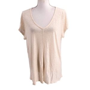 🚨Sundance Womens Size Large 100% Linen V-Neck Tee Shirt Short Sleeves Pullover
